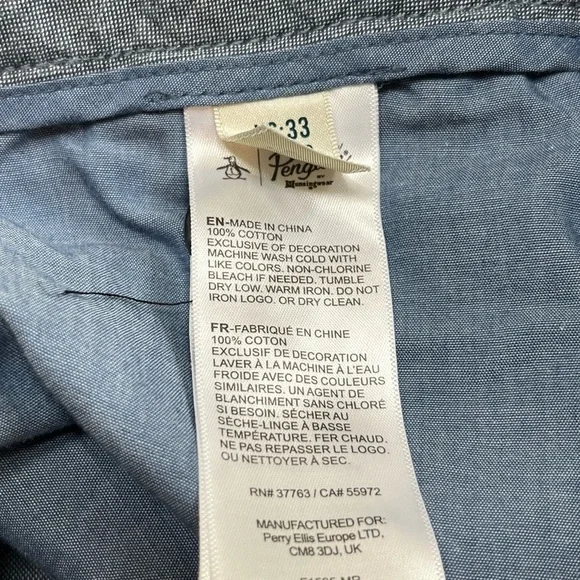 Original Penguin Men’s 9” Blue Cotton Shorts SZ 33 - Picture 4 of 4